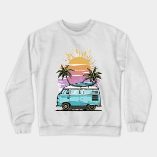 Surfing Time during the Sunset Chill on Beach Crewneck Sweatshirt